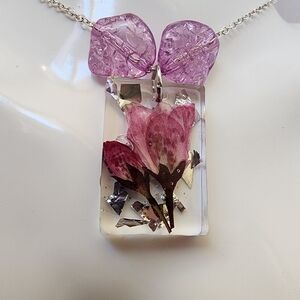BrazenSoul Lavender Pressed Flower Resin Pendant Necklace
